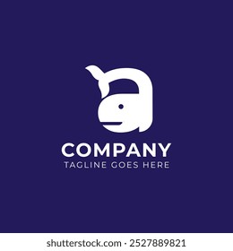 whale with letter a logo icon design icon. isolated. vector
