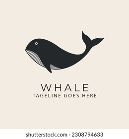whale line art design logo vector illustration