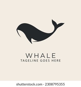 whale line art design logo vector illustration