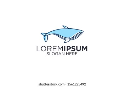 Whale line art  logo design vector