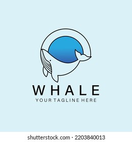 Whale Line Art Logo, Icon And Symbol, Vector Illustration Design