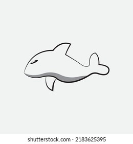 Whale Line Art Minimalize Logo Concept.