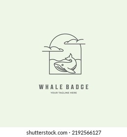 Whale Line Art Sea Wave Minimalist Logo Design Icon