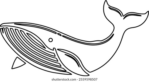 Whale Line Art Vector Illustration - Minimalist Design for Modern Graphics and Creative Projects.