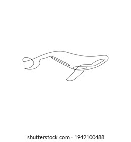 Whale  line continuous outline vector logo