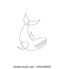 Whale  line continuous outline vector logo