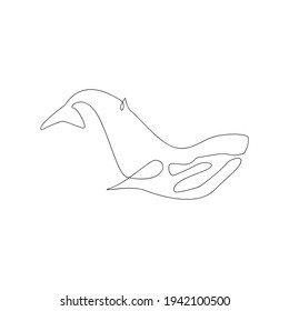 Whale  line continuous outline vector logo