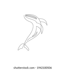Whale  line continuous outline vector logo