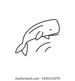 Whale line icon concept. Whale vector linear illustration, symbol, sign