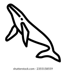 Icono de línea de ballena, concepto oceánico, signo de orca sobre fondo blanco, icono de ballena esperma en forma de contorno para concepto móvil y diseño web. Gráficos vectoriales