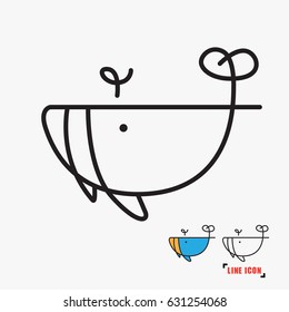 Whale line icon vector