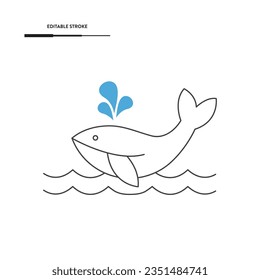 Whale Line Icon Vector Design.