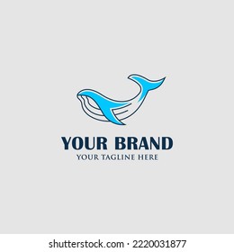 Vector de diseño de logotipo de línea de ballena