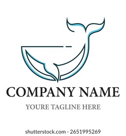 Whale line vector logo design