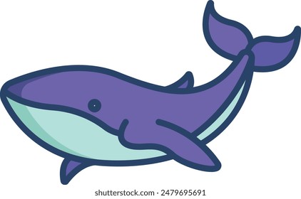 Whale linear color illustration icon