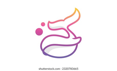 WHALE LINEART LOGO vector design template