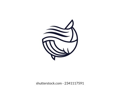 whale lineart vector template logo design