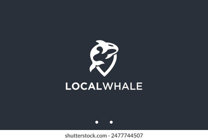 ilustración de silueta de Vector de diseño de logotipo de ubicación de ballena