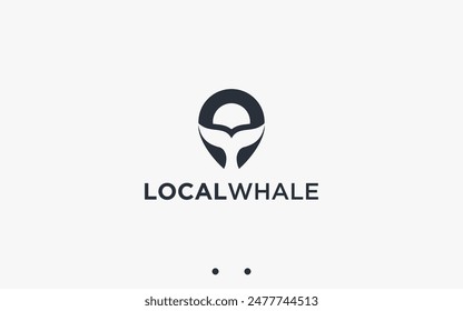 whale location logo design vector silhouette illustration