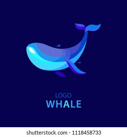 Whale logo. Abstract emblems and logo design templates in bright gradient colors