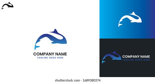 Whale Logo - All elements on this template are editable with vector software