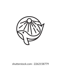 whale logo circle design vector illustration