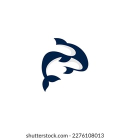 Whale logo with color motif and white background
