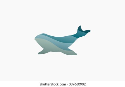 Whale logo. Creative logo. Sea logo. Water logo design. Ocean logo. Animal logo.