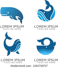 Whale logo design 4 sets