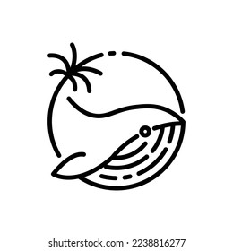 Whale logo design with circular palm tree