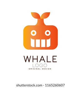 Whale logo design, creative badge with whale can be used for brand identity, travel agency, shipping company, seafood market, pool vector Illustration
