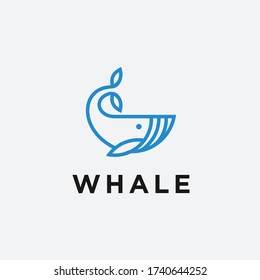 whale logo design graphic vector illustration