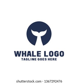 Whale Logo Design Inspiration. Flat And Modern Icon. Fish Tail Symbol. Animal Graphic Vector.