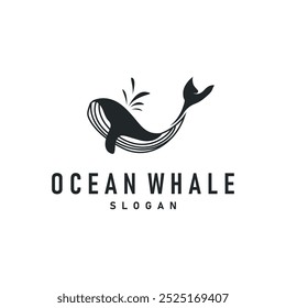 Whale logo design silhouette animal giant fish orca sea concept simple template illustration