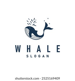 Whale logo design silhouette animal giant fish orca sea concept simple template illustration