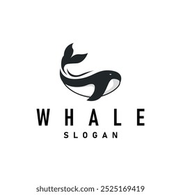 Silhueta do projeto do logotipo da baleia peixe gigante do animal orca conceito do mar ilustração do modelo simples