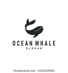 Whale logo design silhouette animal giant fish orca sea concept simple template illustration