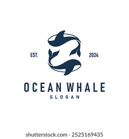 Whale logo design silhouette animal giant fish orca sea concept simple template illustration