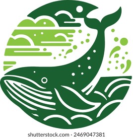 Whale Logo Design Silhouette Simple, Suitable for T-shirt or walpaper