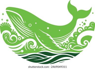 Whale Logo Design Silhouette, suitable for T-shirt or wallpaper