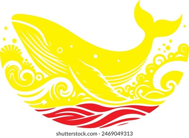 Whale Logo Design Silhouette, suitable for T-shirt or wallpaper