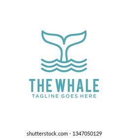 whale logo design template with line art concept style. modern vector illustration of whale tail. save the whale symbol icon