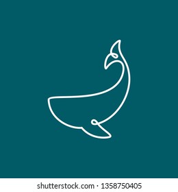 whale logo design template with line art, monoline, outline concept style. modern vector illustration of whale