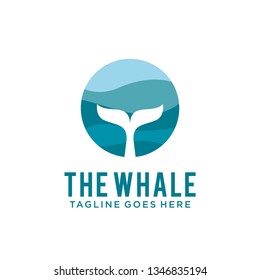 whale logo design template. modern vector illustration of whale tail 