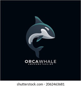 Whale logo design template modern color