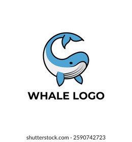 whale logo design vector blue cartoon style