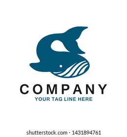 whale logo design vector template
