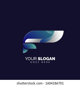 whale logo in flat and modern style