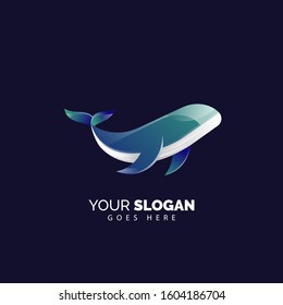 whale logo in flat and modern style