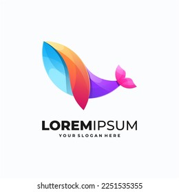 Whale logo gradient colorful vector illustration.